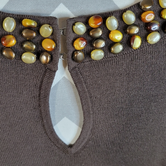 Womens Loft Beaded Neckline Silk/cotton tank Keyhole back Size Large - Picture 5 of 7